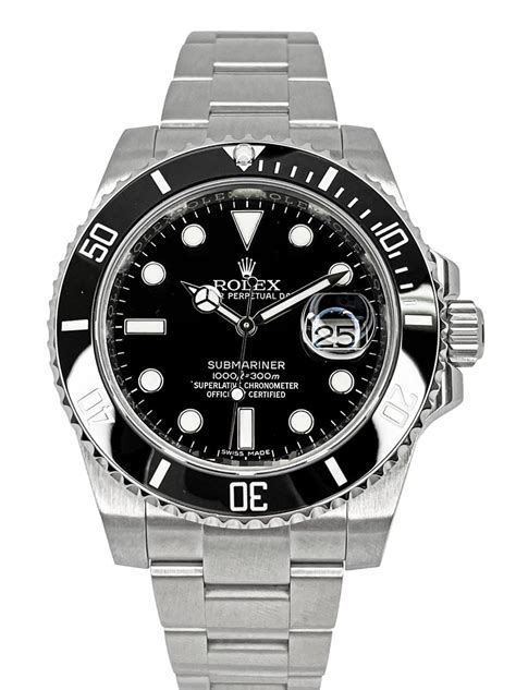 rolex submariner date stainless steel black dial.